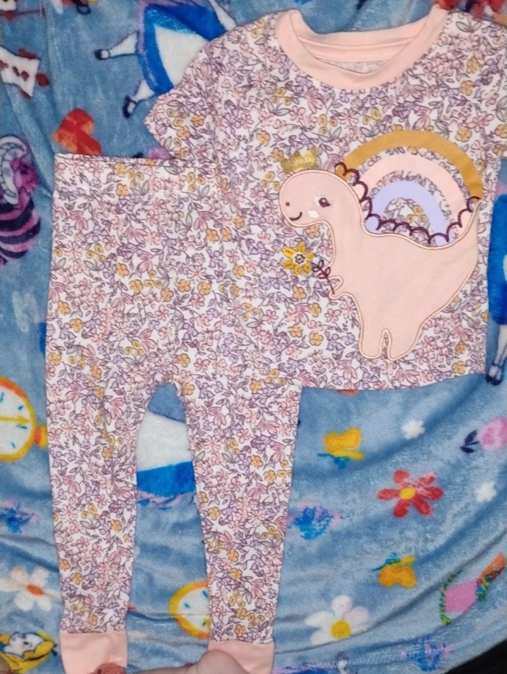 Penelope Mack Pink Floral Dino Pajama Set